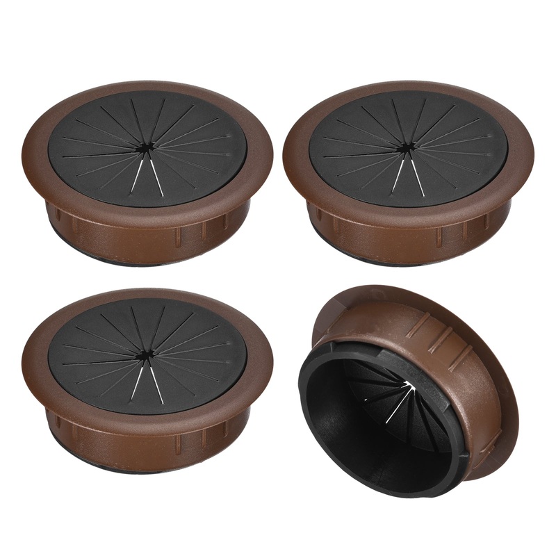 Uxcell 4Pcs 2-3/8″(60mm) Cable Hole Cover ABS Desk Cable Wire Cord Grommet, Brown